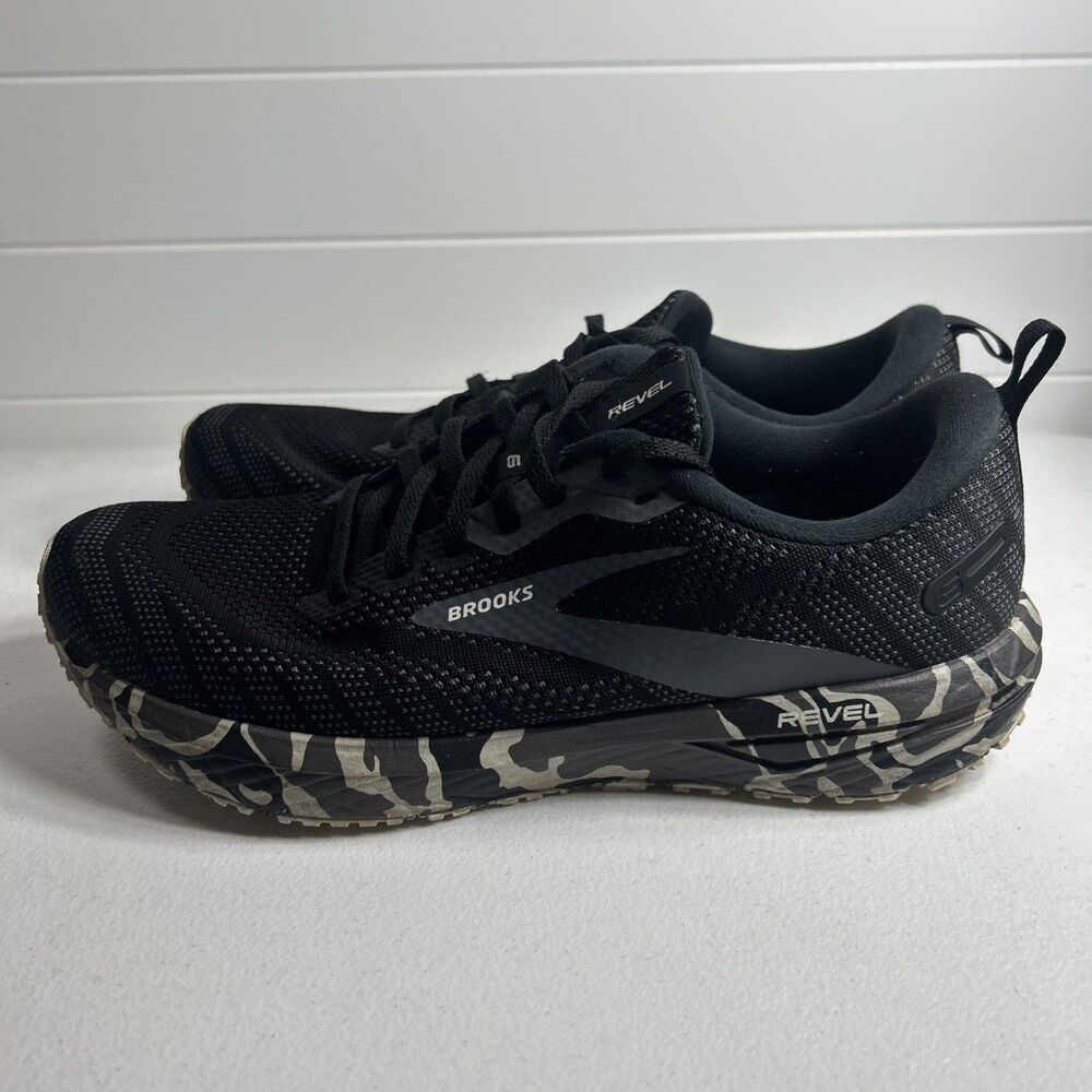 Brooks Revel 6 Shoes Mens Size 10.5 Black Camo Mesh Running Sneakers Luna Rock - Picture 4 of 10